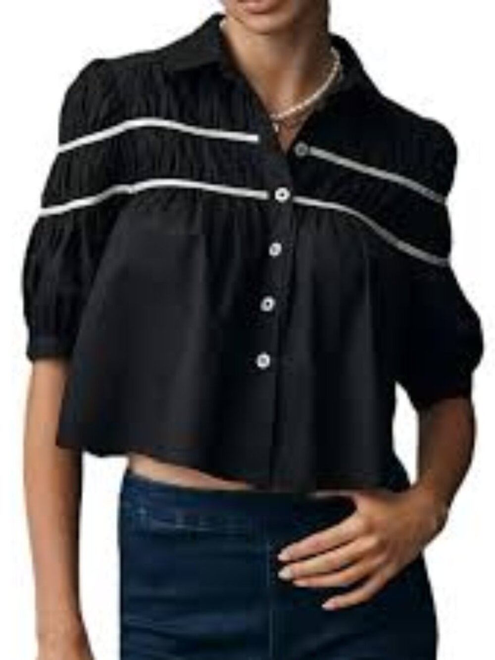The Leandra Shirred Yoke Blouse by Maeve 1X